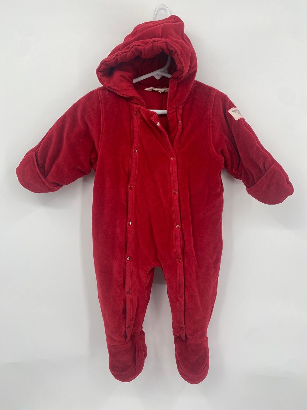 Burt's Bees Baby Red Velour Organic Bunting Snowsuit 12 mo